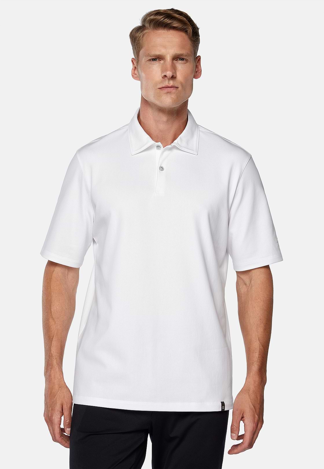 High-Performance Piqué Polo Shirt, White, hi-res