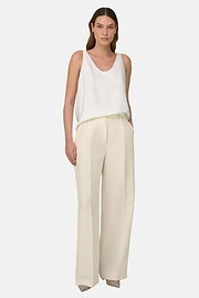Regular Fit Viscose Silk Blend Top, Cream, thumb, 2