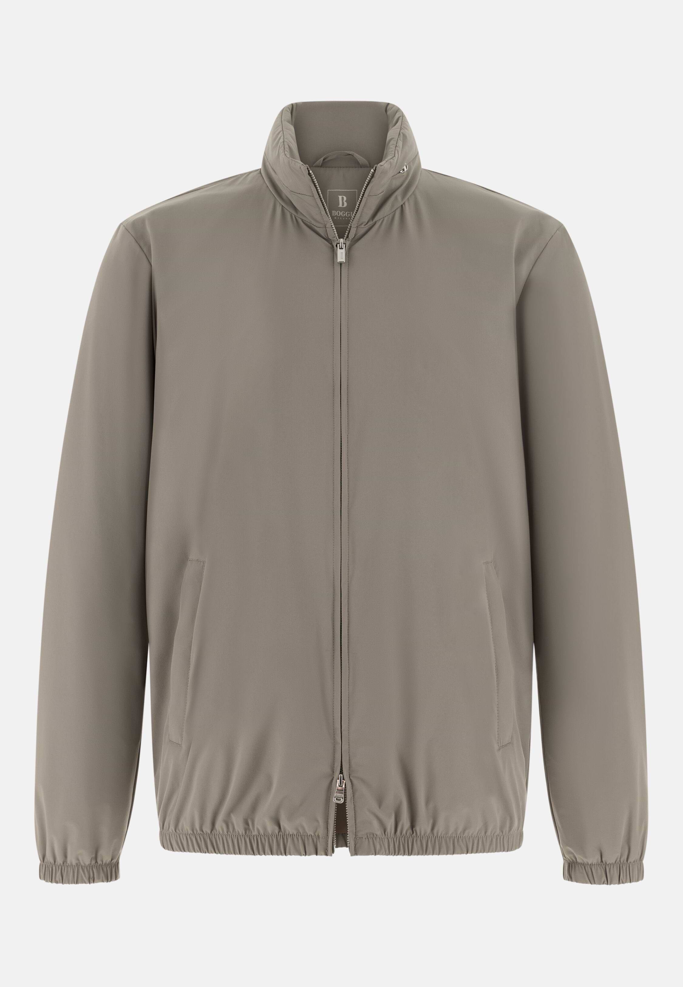 Men's Technical Fabric Bomber Jacket, Mud | Boggi Milano