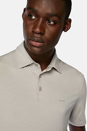 Polo Shirt In Stretch Supima Cotton, Taupe, hi-res