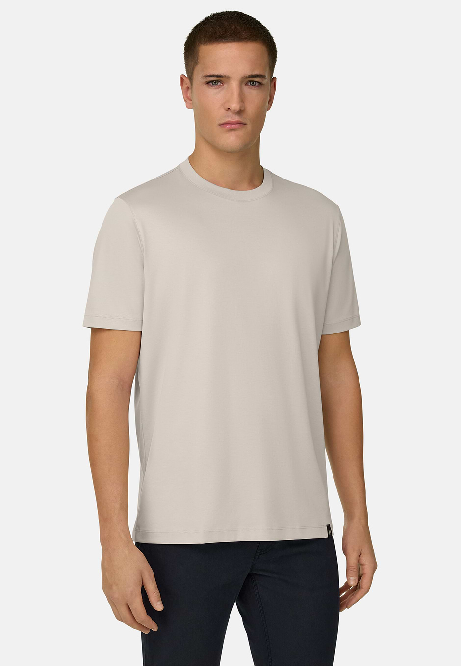 T-shirt In Misto Seta, Sabbia, hi-res