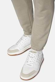 White Leather Trainers With Large Logo, White, hi-res