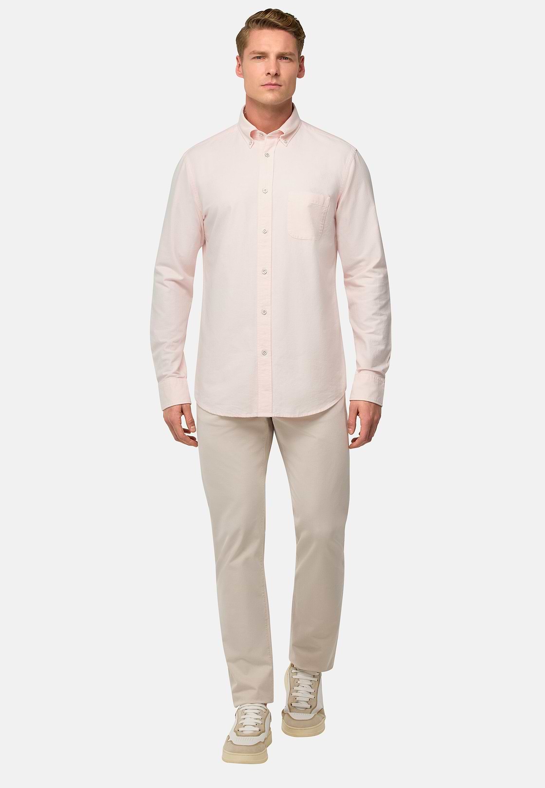 Camisa Oxford de algodón corte regular, Rosado, hi-res