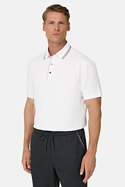 Polo aus Stretchgewebe Piqué Mischgewebe Cool Jade, Weiß, thumb, 1