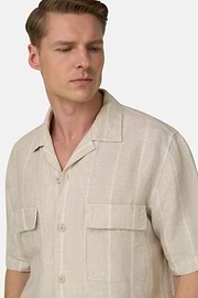 Camisa Rayas Diplomáticas Lino Regular Fit, Arena, thumb, 4