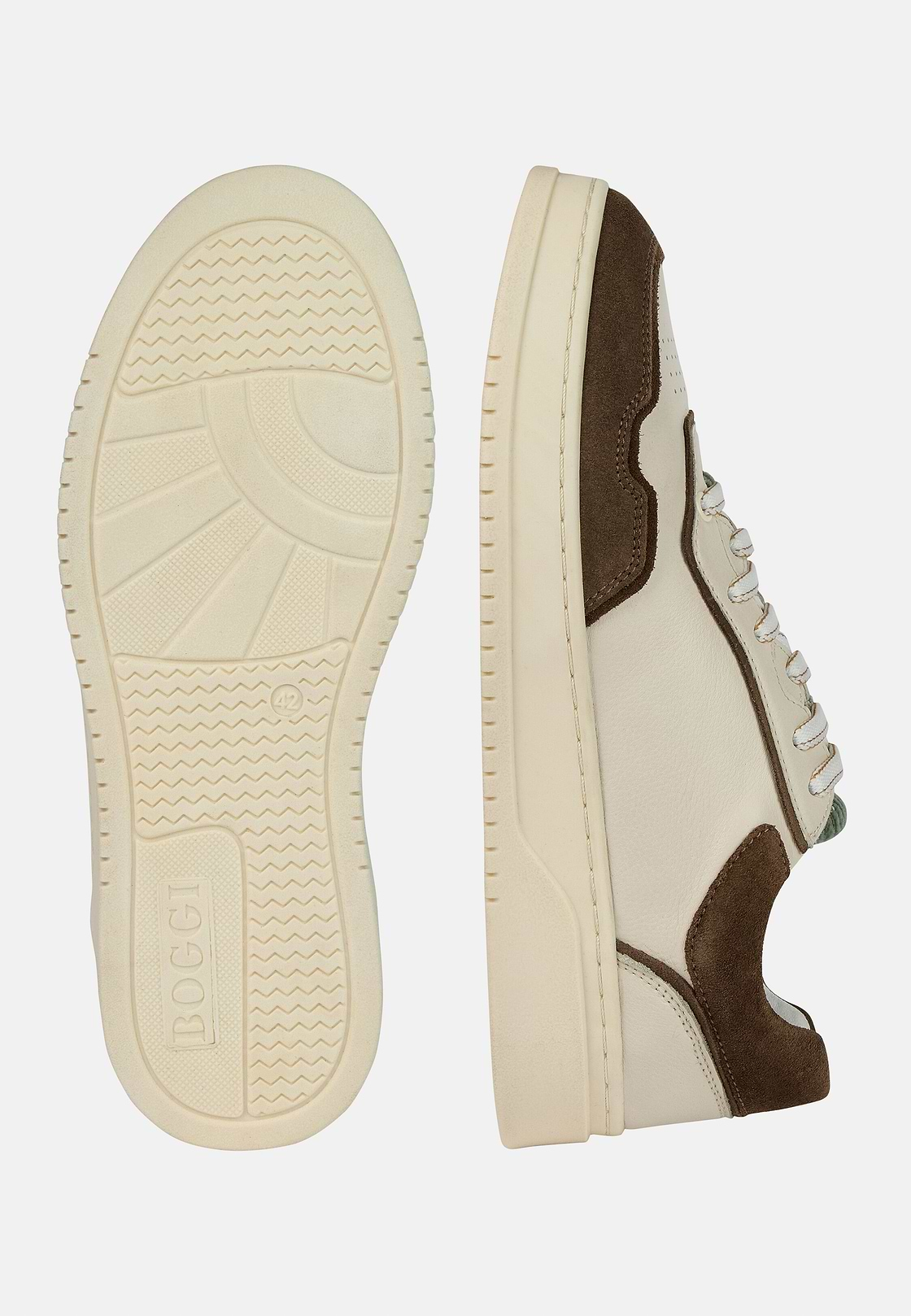 Sneakers aus Leder-Samt-Mix, Taupe, hi-res