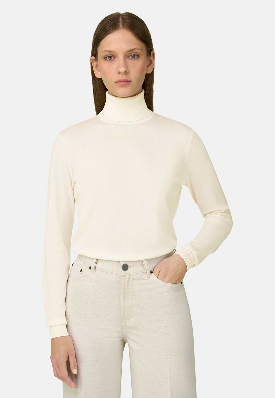 Trui Coltrui in Merino Zijde, OFFWHITE, hi-res