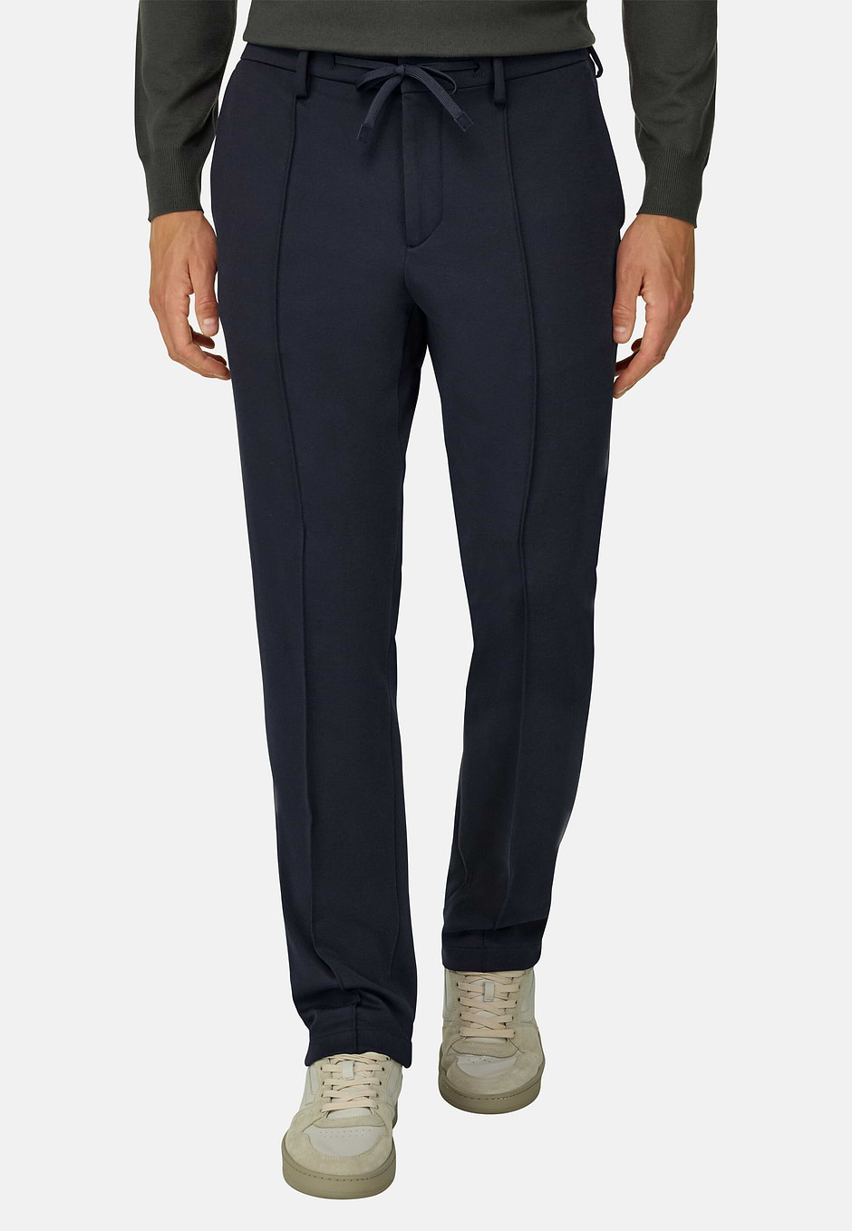 Calças City em Jersey de Mistura de Algodão, Navy blue, hi-res