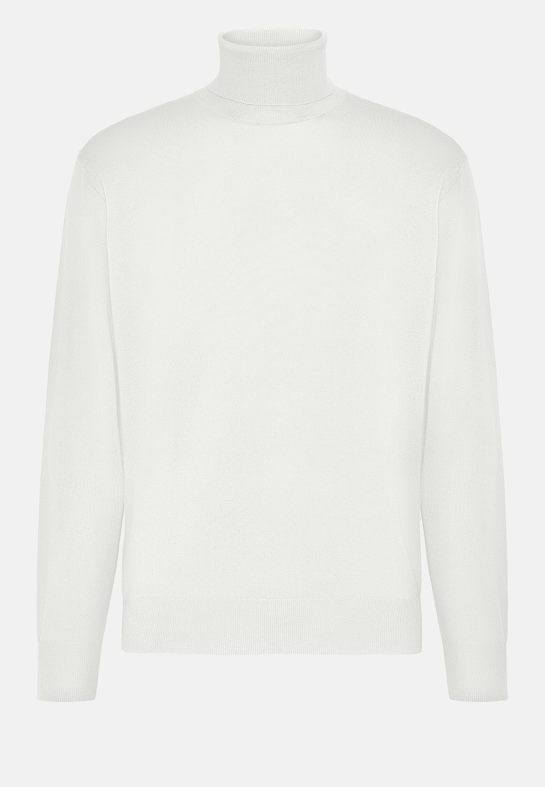 White Polo Neck Jumper in Merino Wool, White, hi-res