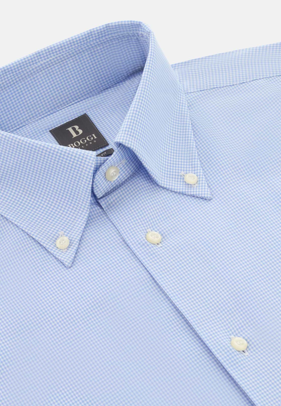 Camicia A Quadretti Di Cotone Regular Fit, Azzurro, hi-res, 5