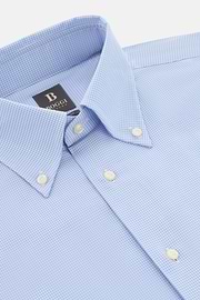 Camicia A Quadretti Di Cotone Regular Fit, Azzurro, thumb, 5