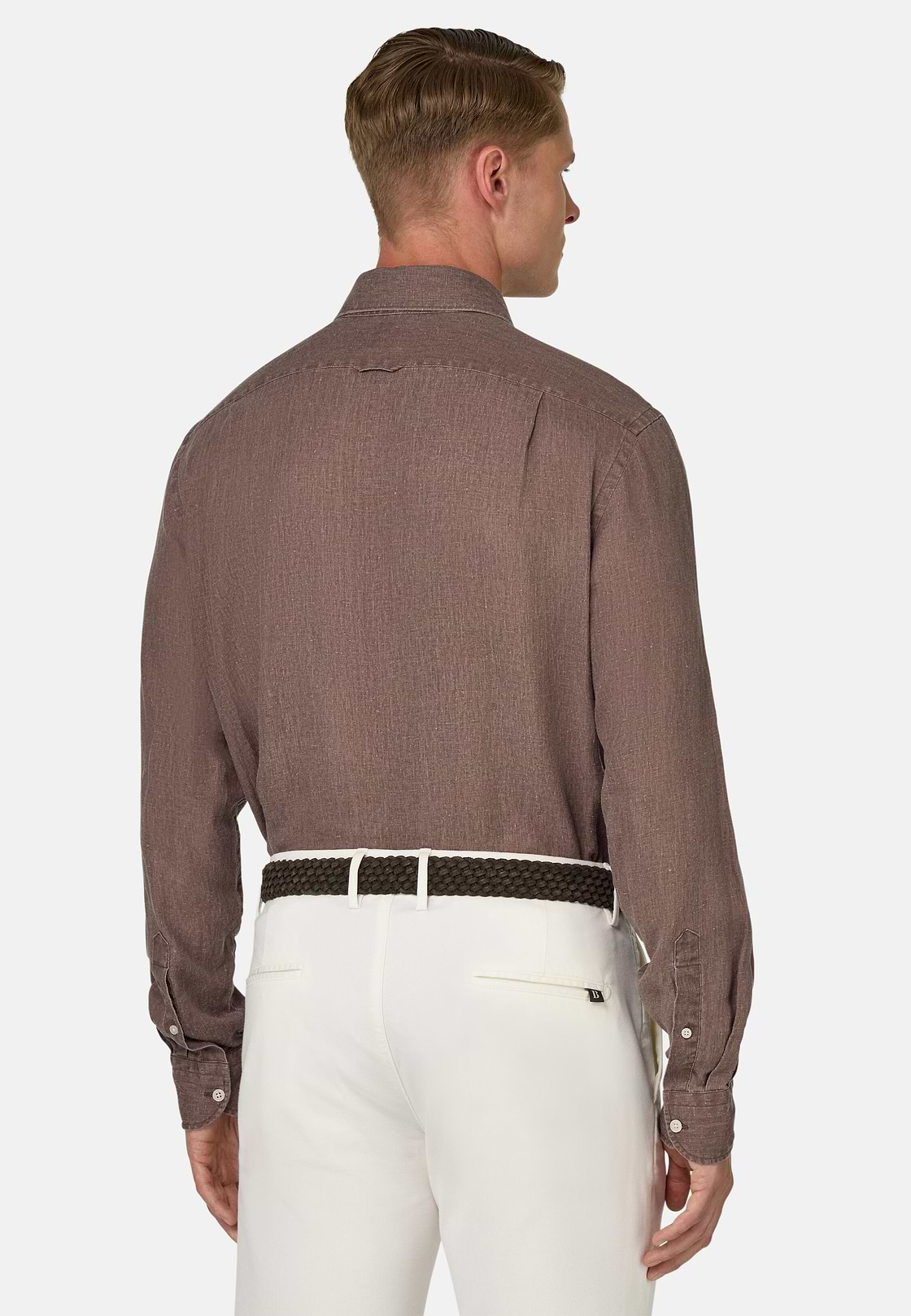 Camicia In Lino Regular Fit, Taupe, hi-res