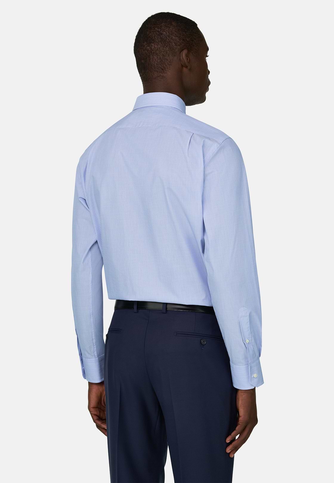Camicia A Righe In Cotone Regular Fit, Azzurro, hi-res, 3