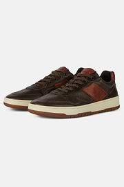 Leather Trainers, Brown, hi-res