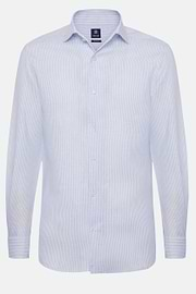 Regular Fit Sky Blue Striped Linen Shirt, Light Blue, hi-res