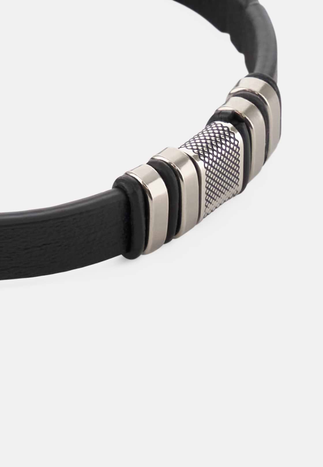 Leather Bracelet, Black, hi-res, 2