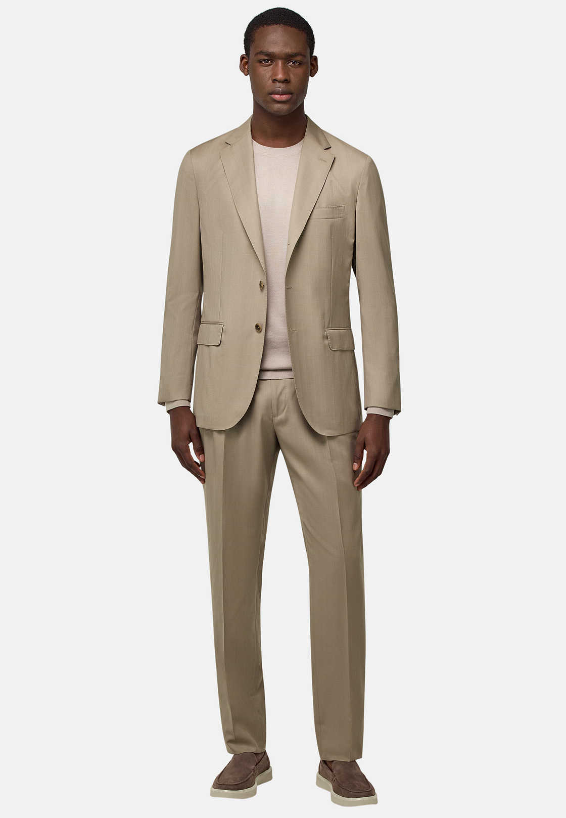 Traje Espiga De Pura Lana, Beige, hi-res
