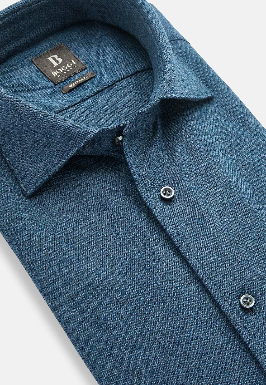 Polo Chemise En Piqué Regular Fit, Bleu, hi-res