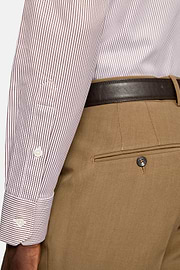 Camisa de algodão às riscas de corte regular, Brown, hi-res