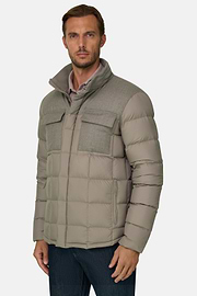 Bomber Flyn in Flannel and Technical Fabric Down, Sand, thumb, 1