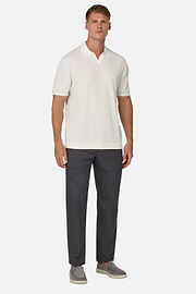 Pantaloni In Cotone Lino Elasticizzato, Carbone, hi-res