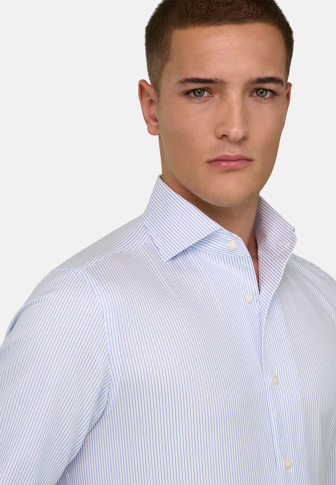 Camicia In Cotone Regular Fit, Azzurro, hi-res, 4
