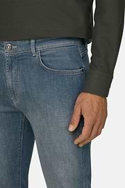 Jeans in Light Blue Stretch Denim, Light Blue, thumb, 3