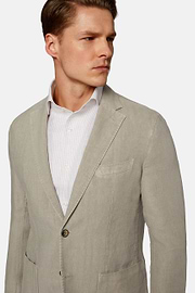 Veste Gris Tourterelle En Pur Lin, Taupe, hi-res