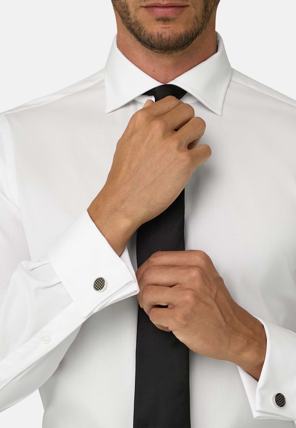 Slim Fit Pinpoint Cotton Shirt, White, hi-res, 4