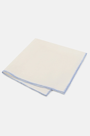 Linnen Pochet Met Contrasterende Bies, White - Light blue, thumb, 1