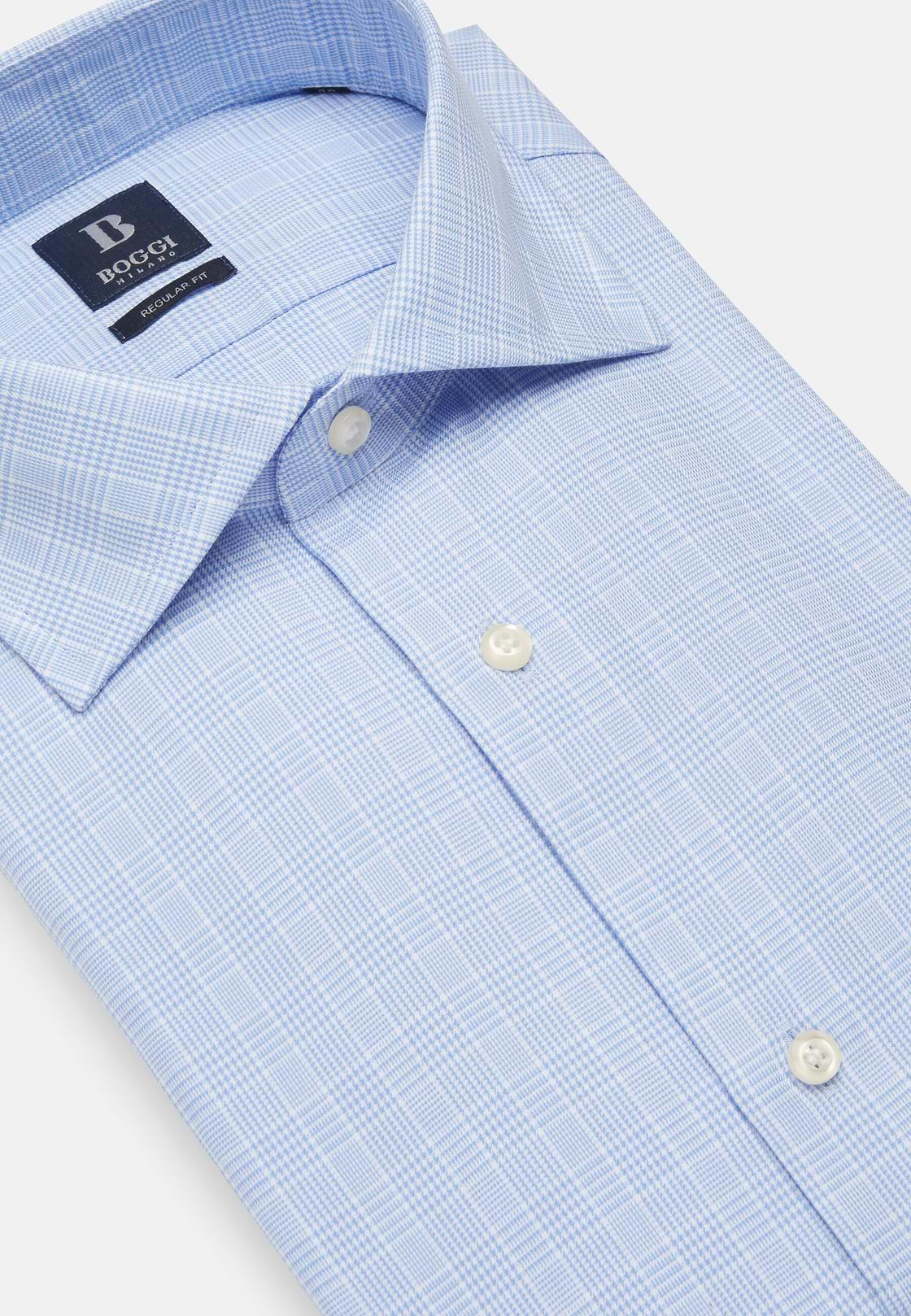 Camicia Twill di Cotone collo Windosr, Azzurro, hi-res