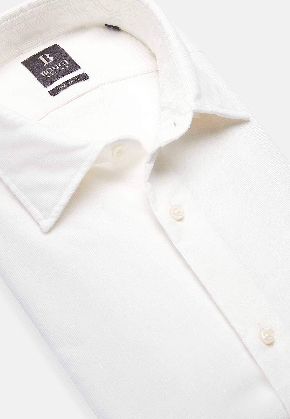 Camisa De Terciopelo De Algodón Regular Fit, Crema, hi-res