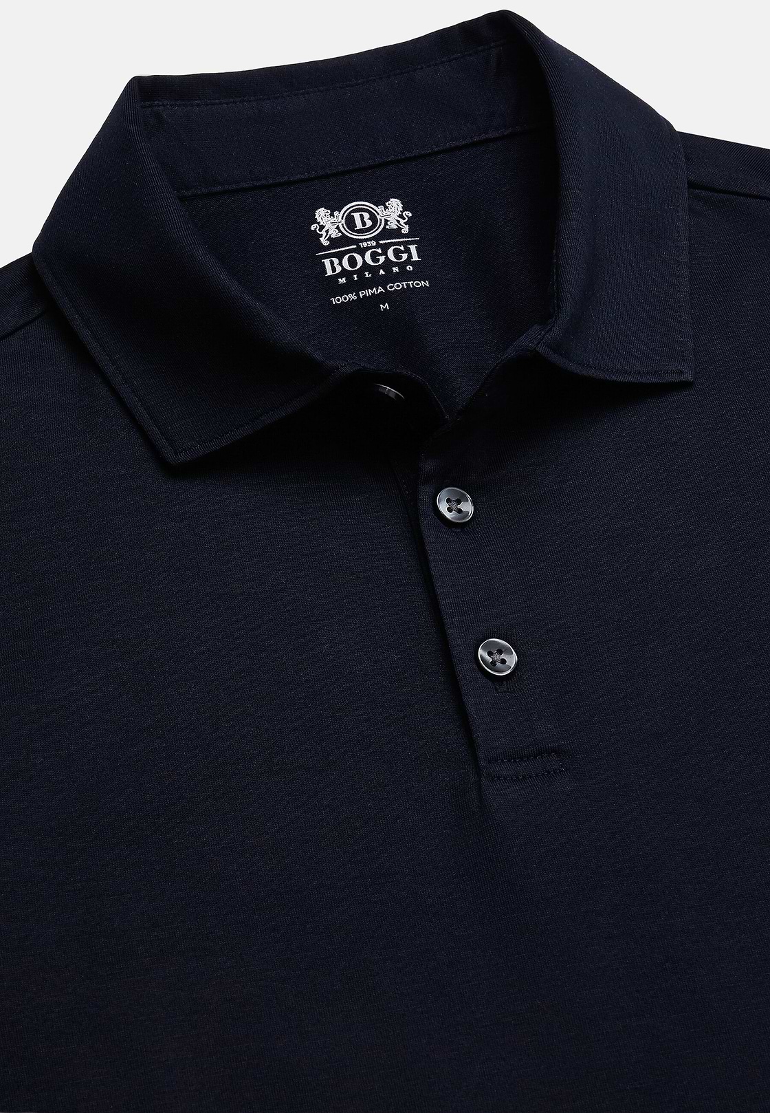Polo In Jersey Di Cotone Pima Regular Fit Manica Lunga, Navy, hi-res