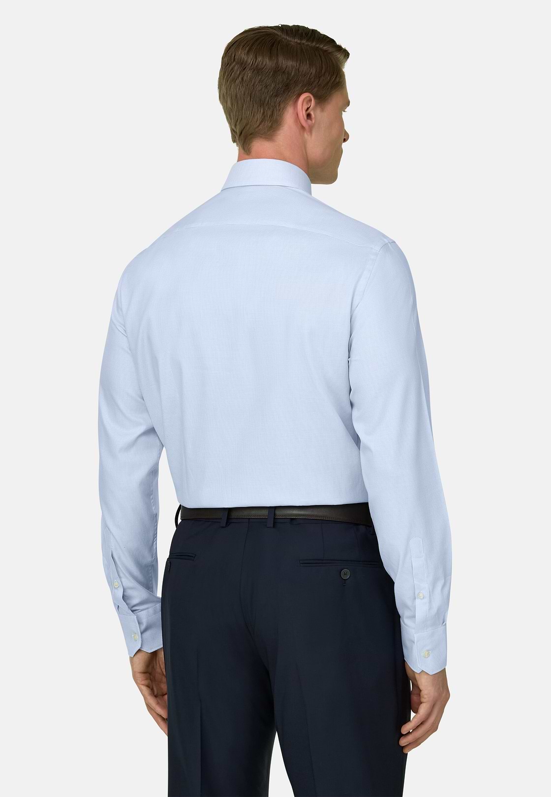 Camicia A Quadretti Di Cotone Slim Fit, Azzurro, hi-res, 3