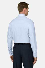 Camicia A Quadretti Di Cotone Slim Fit, Azzurro, thumb, 3