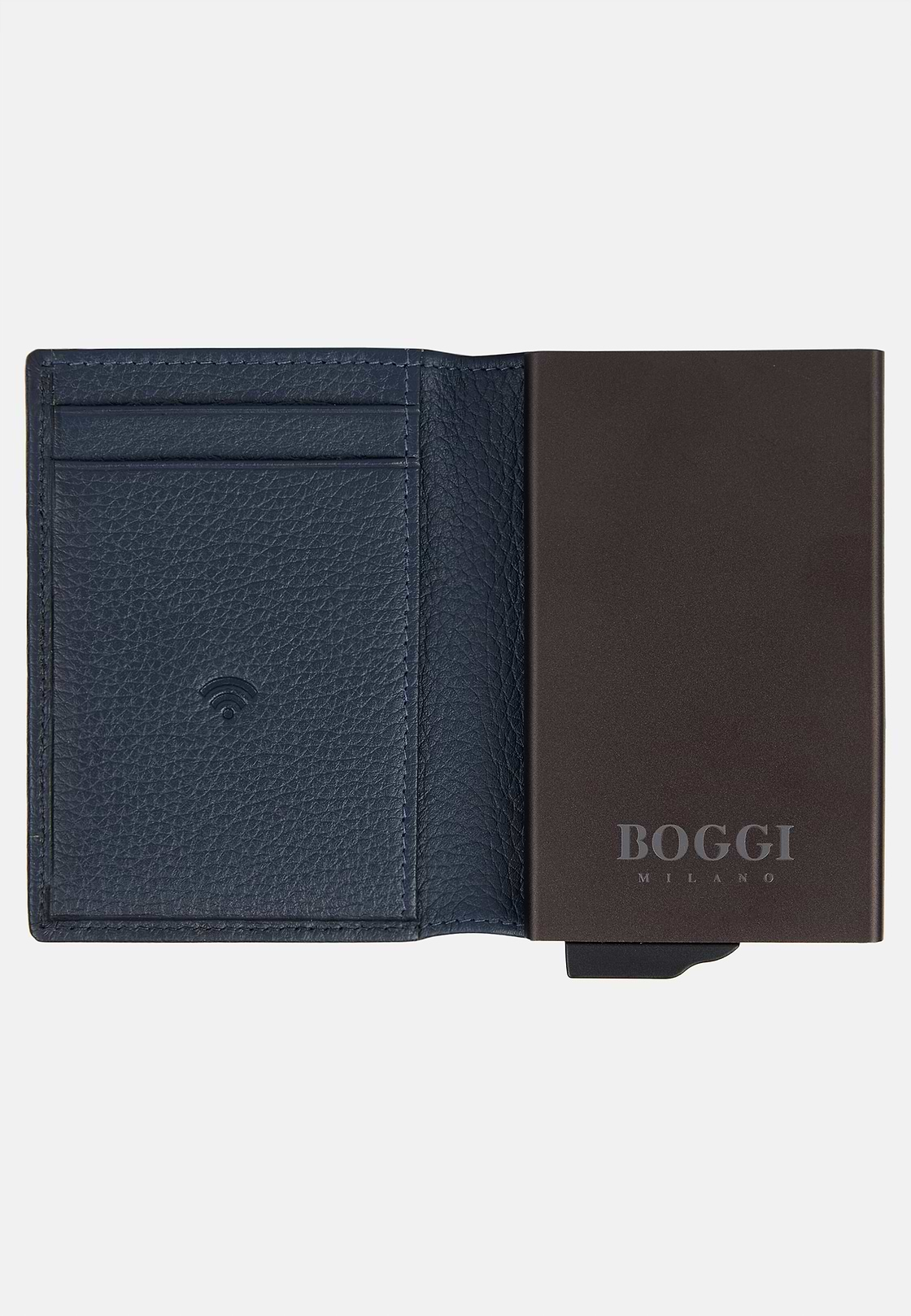 Leather Credit Card Holder, Navy blue, hi-res