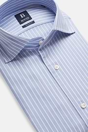 Blue Striped Regular Fit Shirt In Cotton Dobby, Medium Blue, hi-res