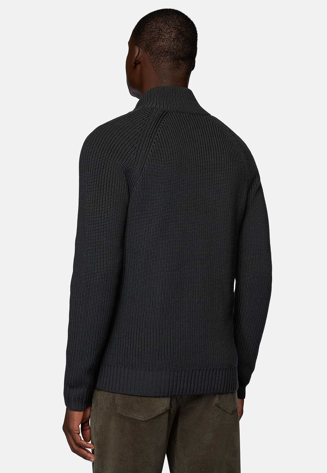Charcoal Merino Wool Full Zip Jumper, Charcoal, hi-res