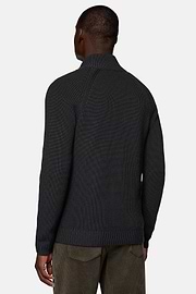 Charcoal Merino Wool Full Zip Jumper, Charcoal, hi-res