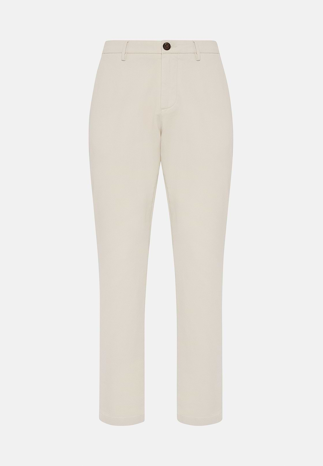 Pantalon En Coton Extensible, Crème, hi-res