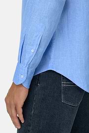Chemise Bleu Clair En Lin Coupe Droite, , thumb, 4