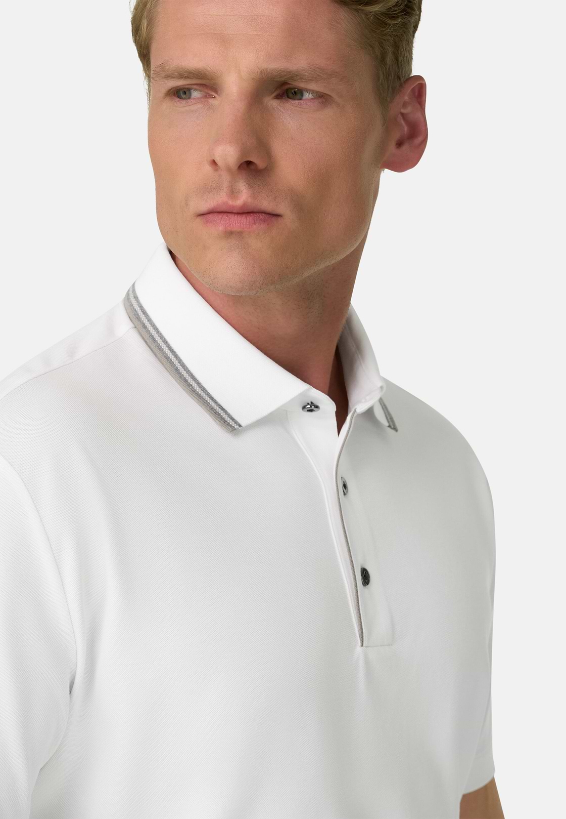 Polo aus Stretchgewebe Piqué Mischgewebe Cool Jade, Weiß, hi-res, 3