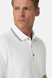 Polo aus Stretchgewebe Piqué Mischgewebe Cool Jade, Weiß, thumb, 3