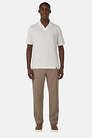 Stretch Linen Jersey Polo Shirt, White, hi-res