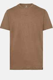 Camiseta de Punto de Lino Stretch Elástico, marrón, hi-res