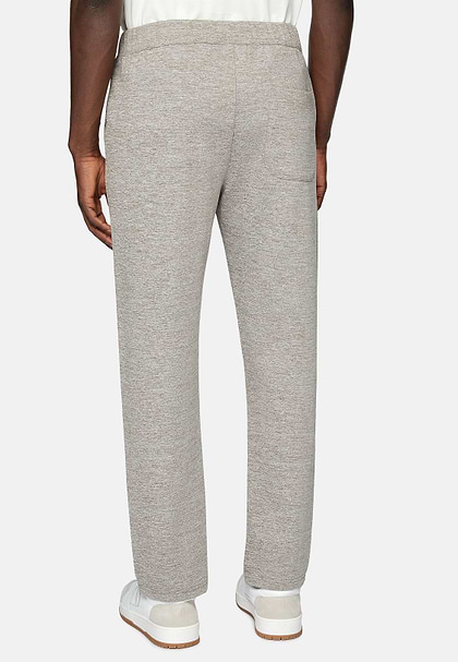 Cotton Blend Interlock Trousers, Taupe, hi-res