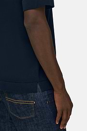 Dzianinowa koszulka z bawełny Pima, Navy blue, thumb, 4