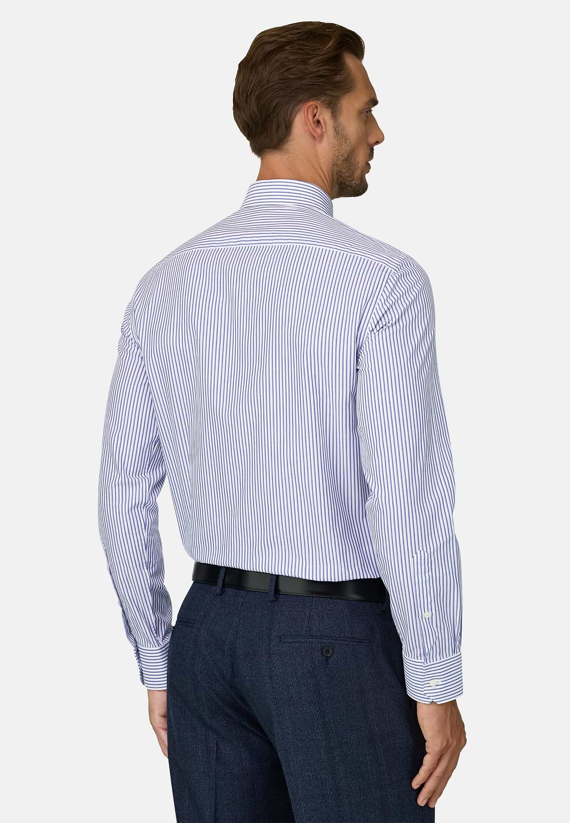 Shirt Striped Cotton Slim Fit, Light Blue, hi-res, 6