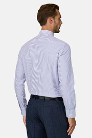 Shirt Striped Cotton Slim Fit, Light Blue, thumb, 6