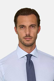 Shirt Striped Cotton Slim Fit, Light Blue, thumb, 3